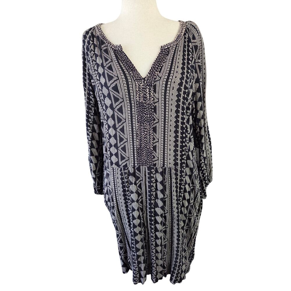 NWT Velvet by Graham & Spencer Boho Aztec Drop Waist Dress L Beach Streetwear